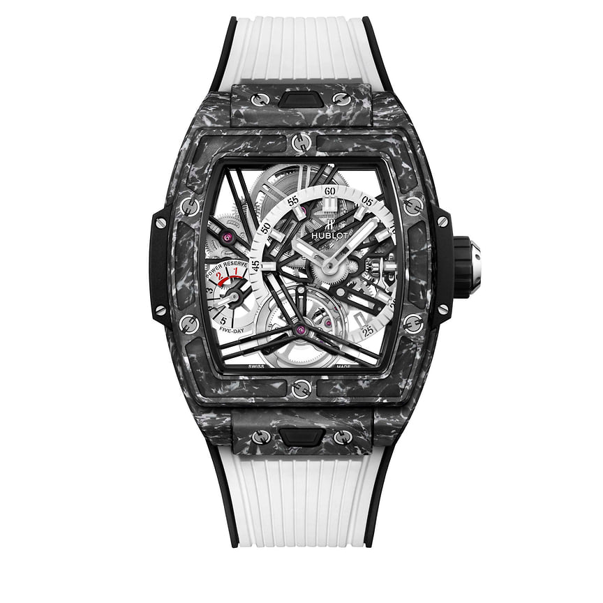 Hublot, часы Spirit of Big Bang Tourbillon 5-day Power Reserve Carbon White, 42 мм, карбон, механизм с автоматическим подзаводом, запас хода 115 часов