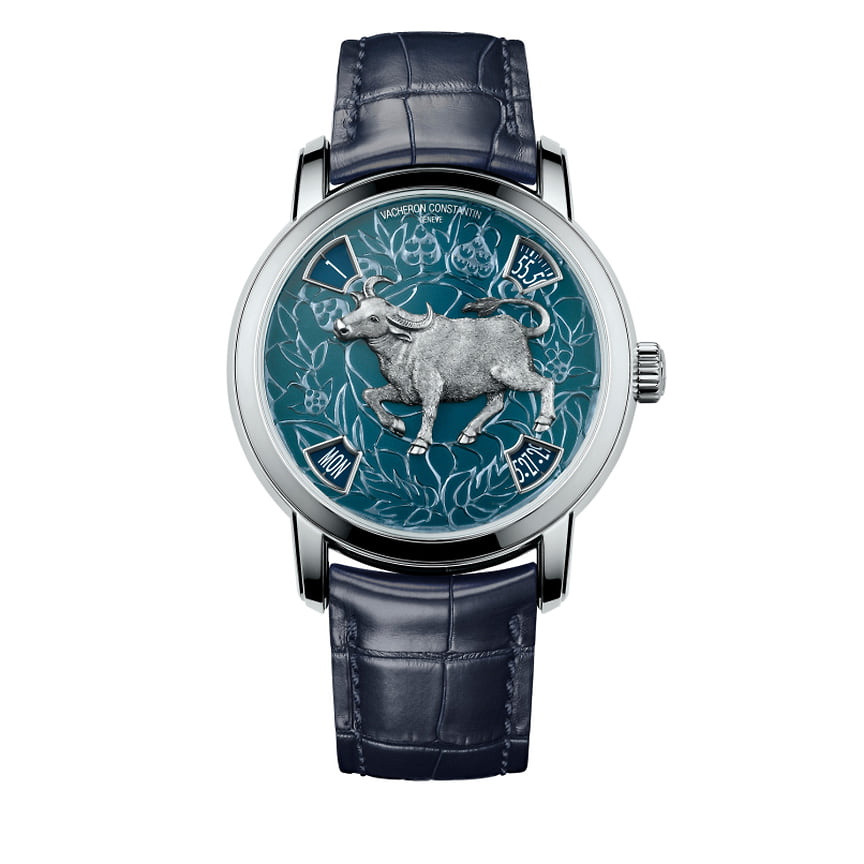 Vacheron Constantin, часы Metiers d’Art the Legend of the Chinese Zodiac — Year of the Ox, 40 мм, платина, механизм с автоматическим подзаводом, ограниченная серия 12 штук