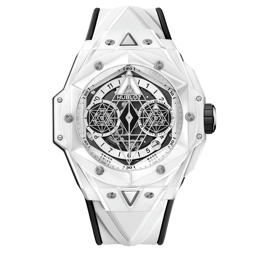 Hublot, часы Big Bang Sang Bleu II, 45 мм, белая керамика, механизм с автоматическим подзаводом