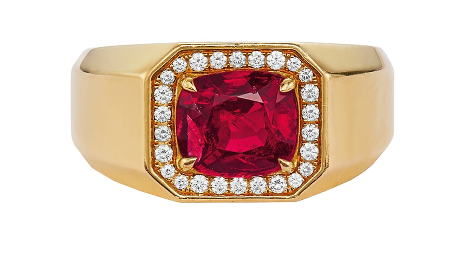 William and Son, мужское кольцо, розовое золото, бирманская шпинель, бриллианты, лот ювелирных торгов Philips в Гонконге 5 июня 201 года