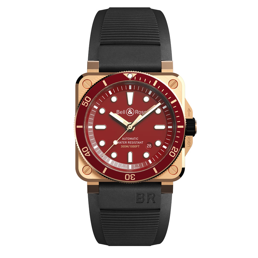 Bell &amp; Ross, часы BR 03-92 Diver Red Bronze, 42 мм, бронза, механизм с автоматическим подзаводом, водонепроницаемость 300 м