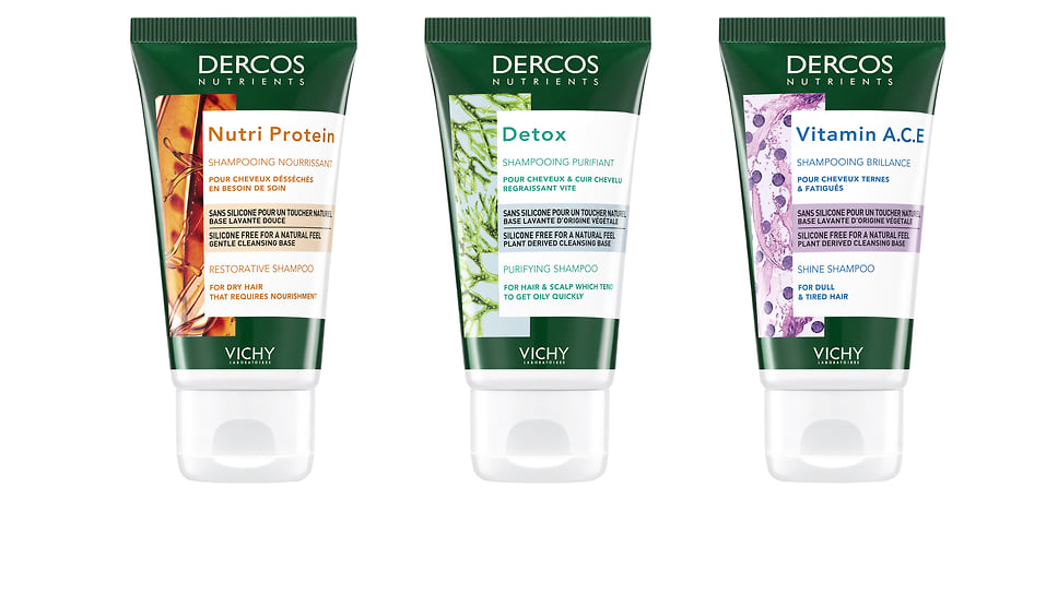 Vichy, шампуни гаммы Dercos Nutrients в мини-флаконах