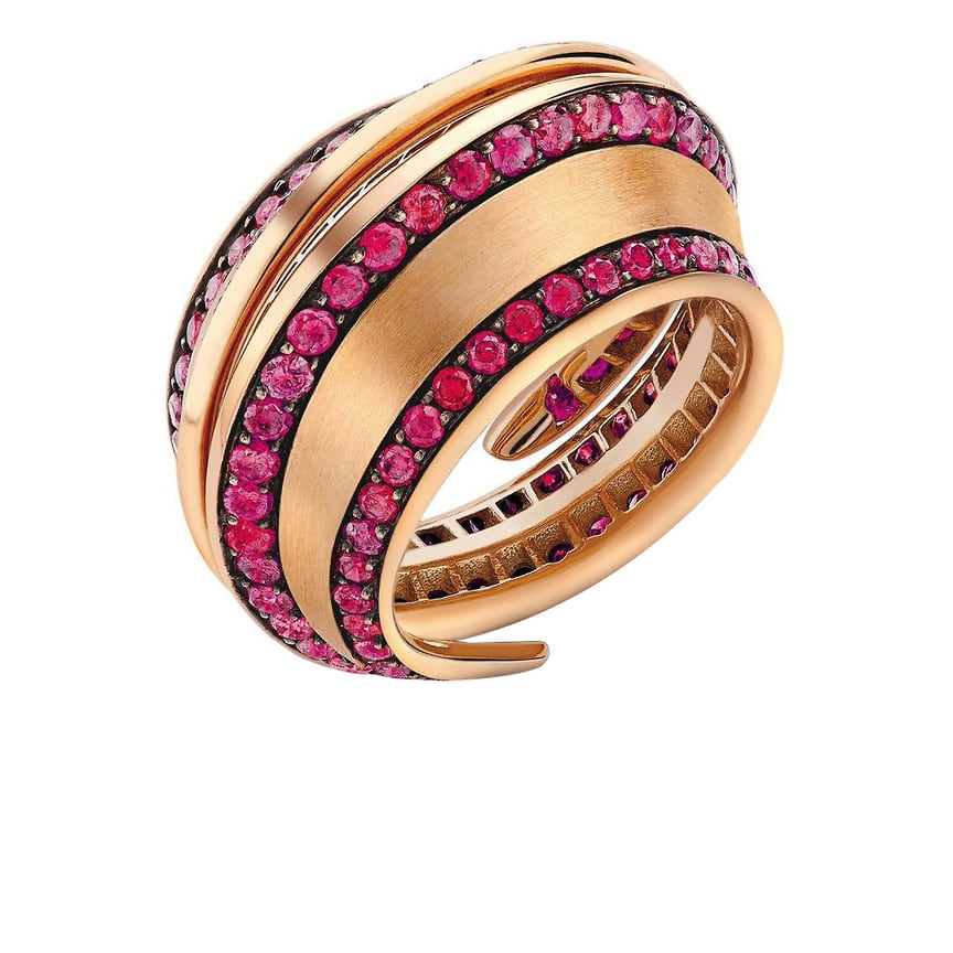 Lily Gabriela Fine Jewellery, кольцо, розовое золото, рубины