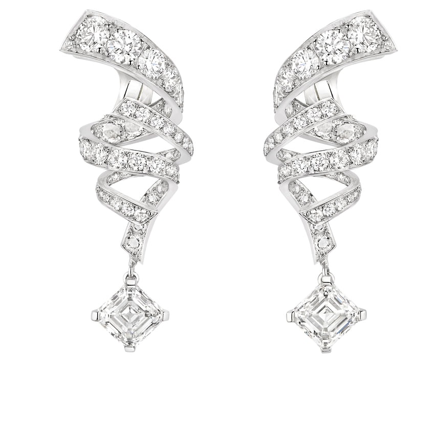 Chaumet, серьги Torsade, белое золото, бриллианты