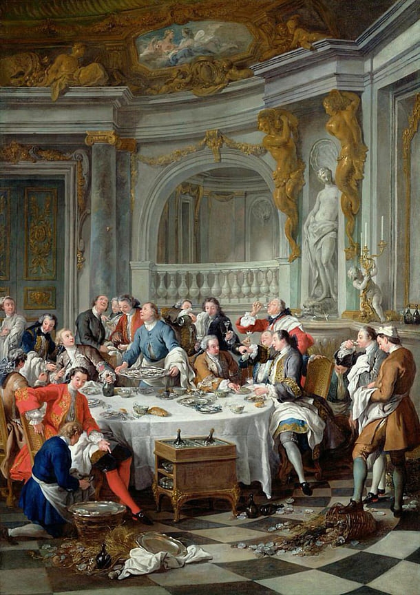 Фрагмент картины "Обед с устрицами", Жан-Франсуа де Трой, 1735 год