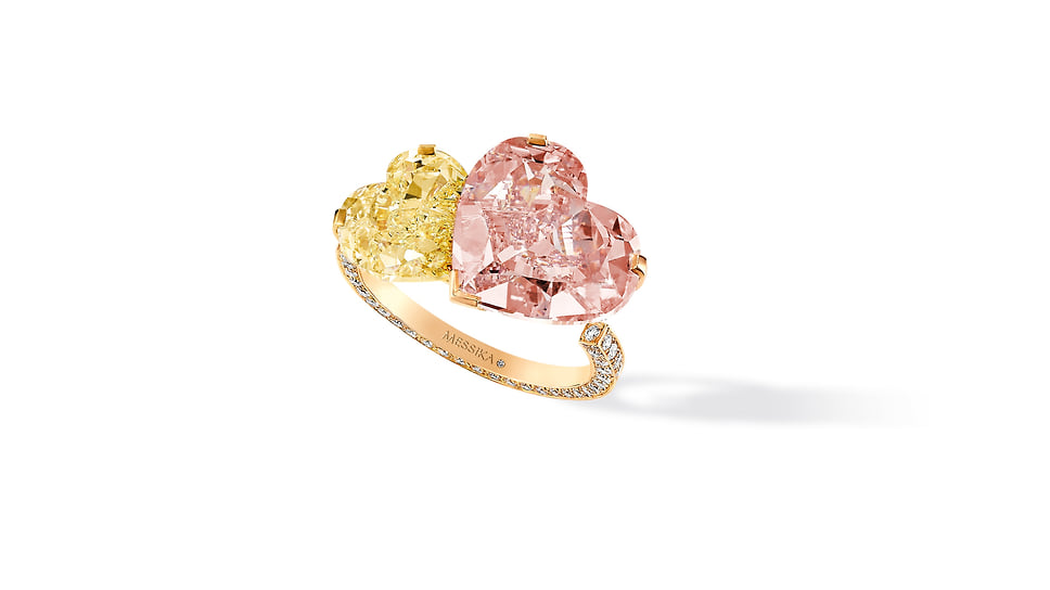Messika, кольцо Toi &amp; Moi, розовое золото, розовый и желтый бриллианты