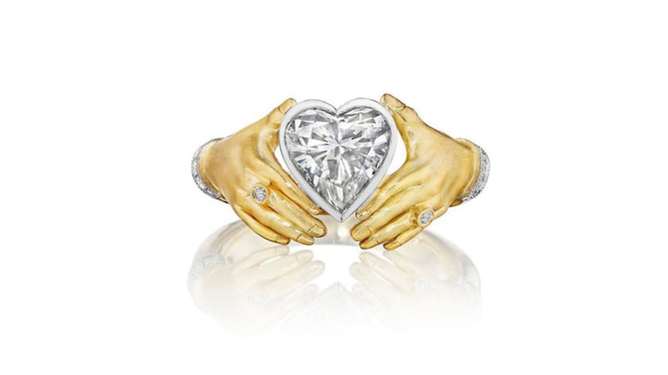 Anthony Lent, кольцо, желтое золото, платина, бриллианты