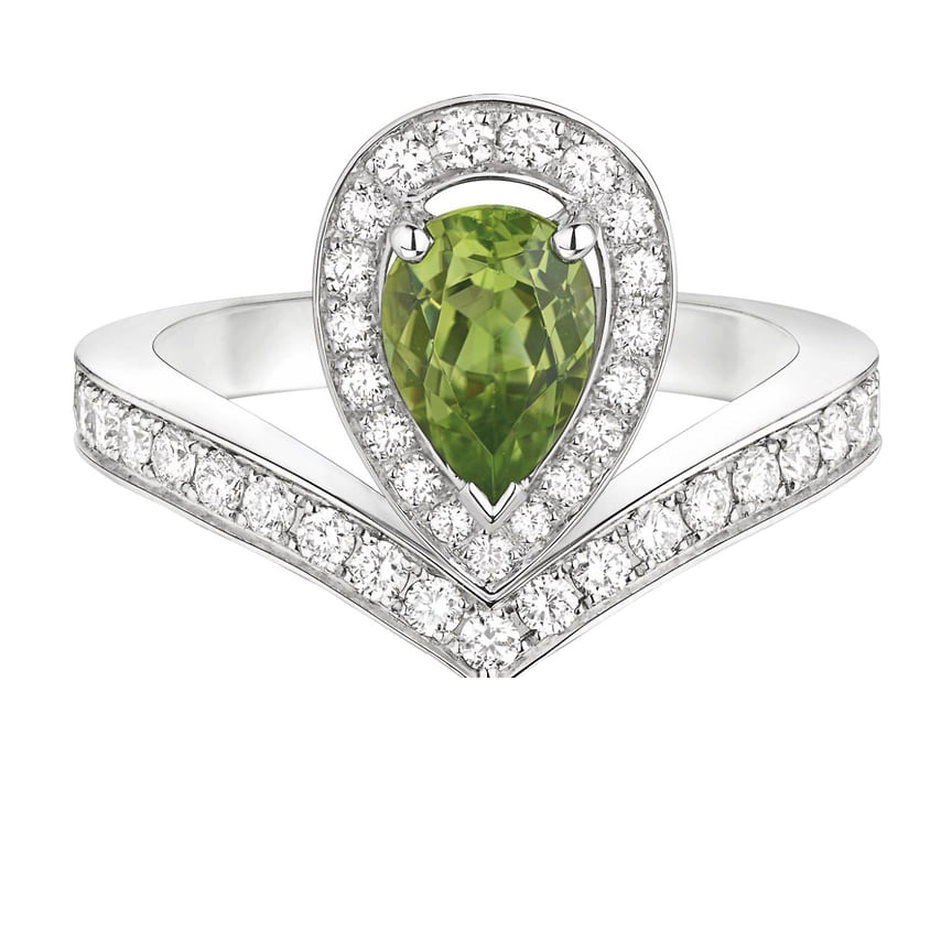 Chaumet, кольцо Josephine, белое золото, перидот, бриллианты