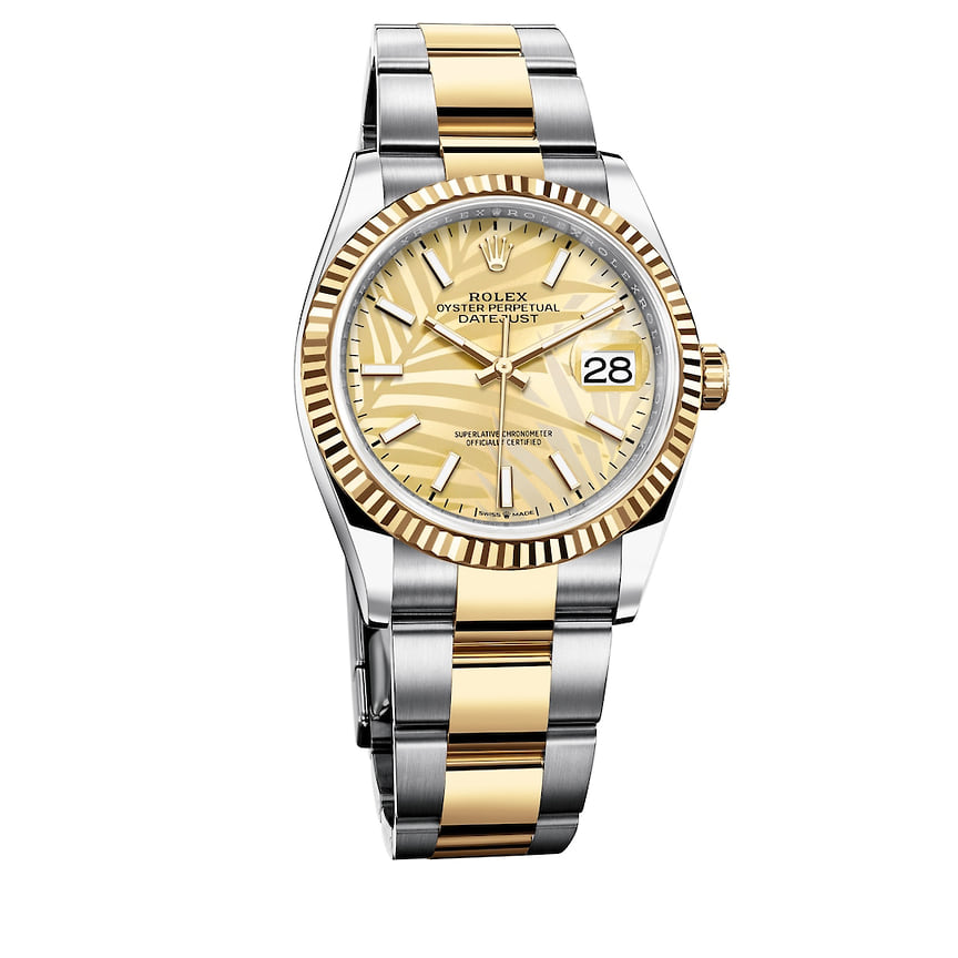 Rolex, часы Oyster Perpetual Datejust 36, 36 мм, сталь, желтое золото, механизм с автоматическим подзаводом