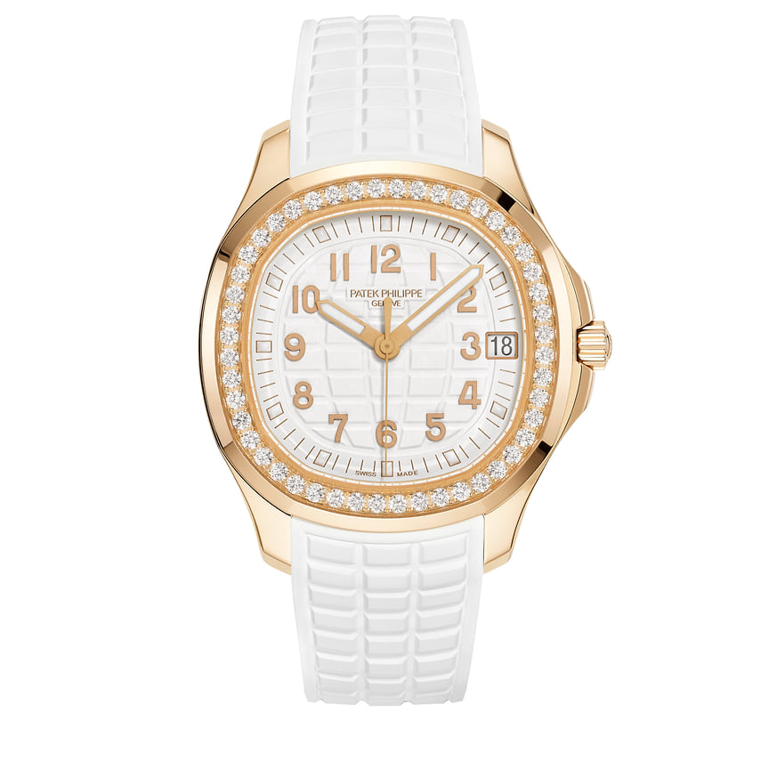 Patek Philippe, часы Aquanaut, 38,8 мм, розовое золото, бриллианты, кварцевый механизм