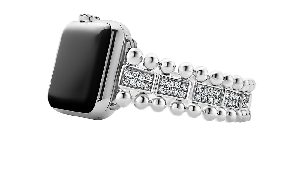 Lagos, ремешок для Apple Watch, серебро, бриллианты