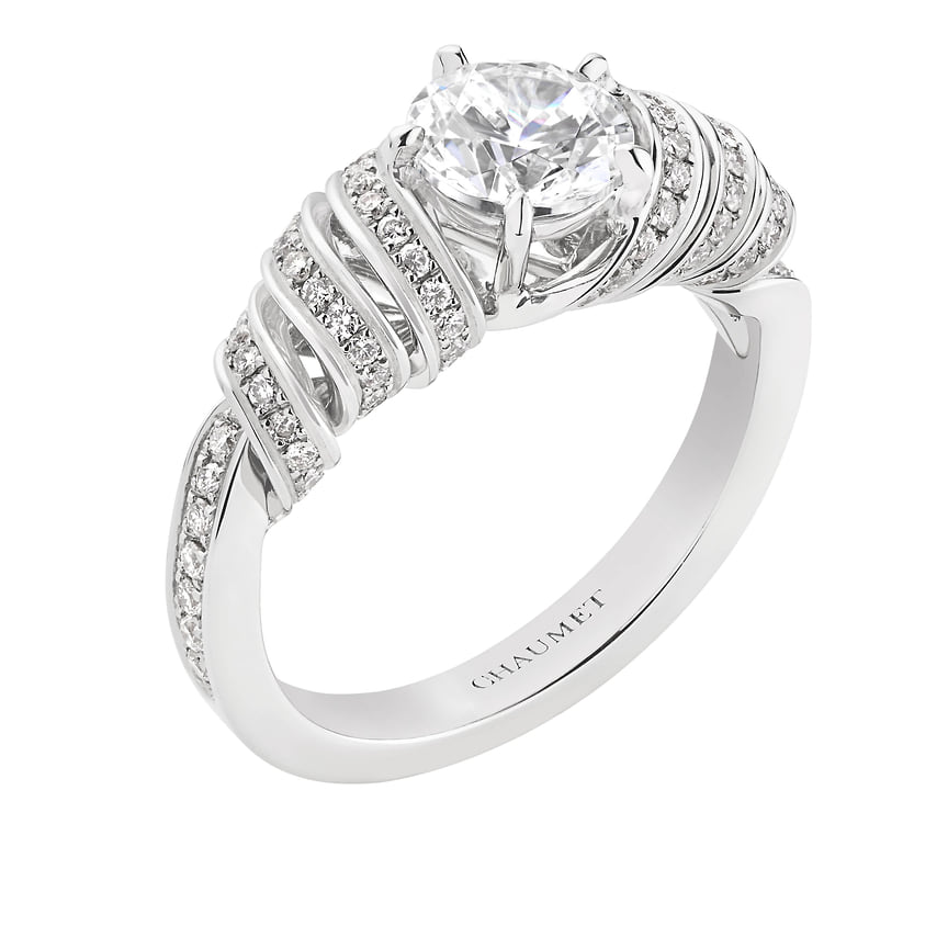 Chaumet, кольцо Torsade, белое золото, бриллианты