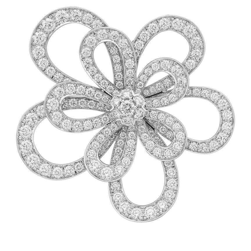 Van Cleef &amp; Arpels, брошь Flowerlace, белое золото, бриллианты