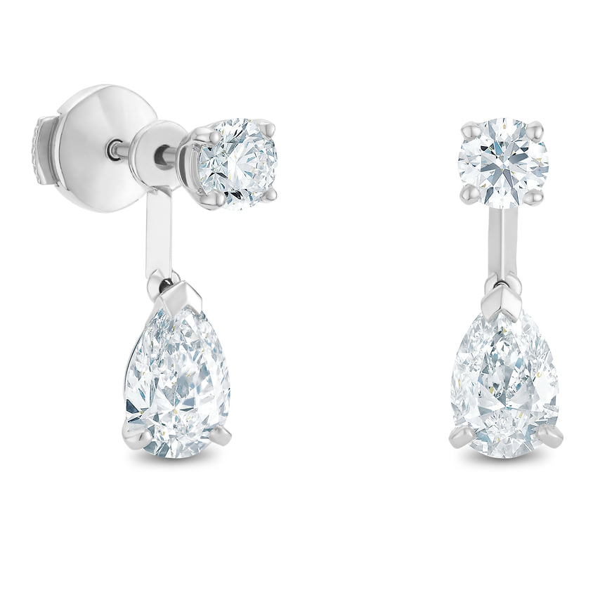 DeBeers, серьги DB Classic, белое золото, бриллианты