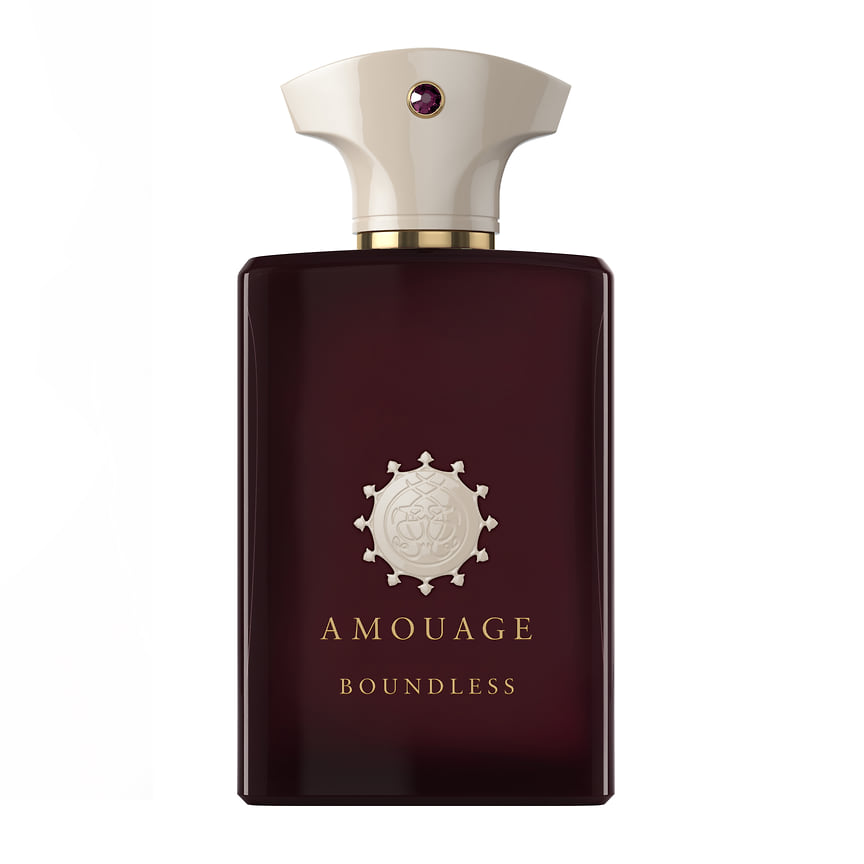 Amouage, парфюмерная вода Boundless. Ноты: красный апельсин, кардамон, имбирь мирра, ветивер, бурбонская ваниль, какао, табак, мох, пачули, гваяковое дерево, папирус.