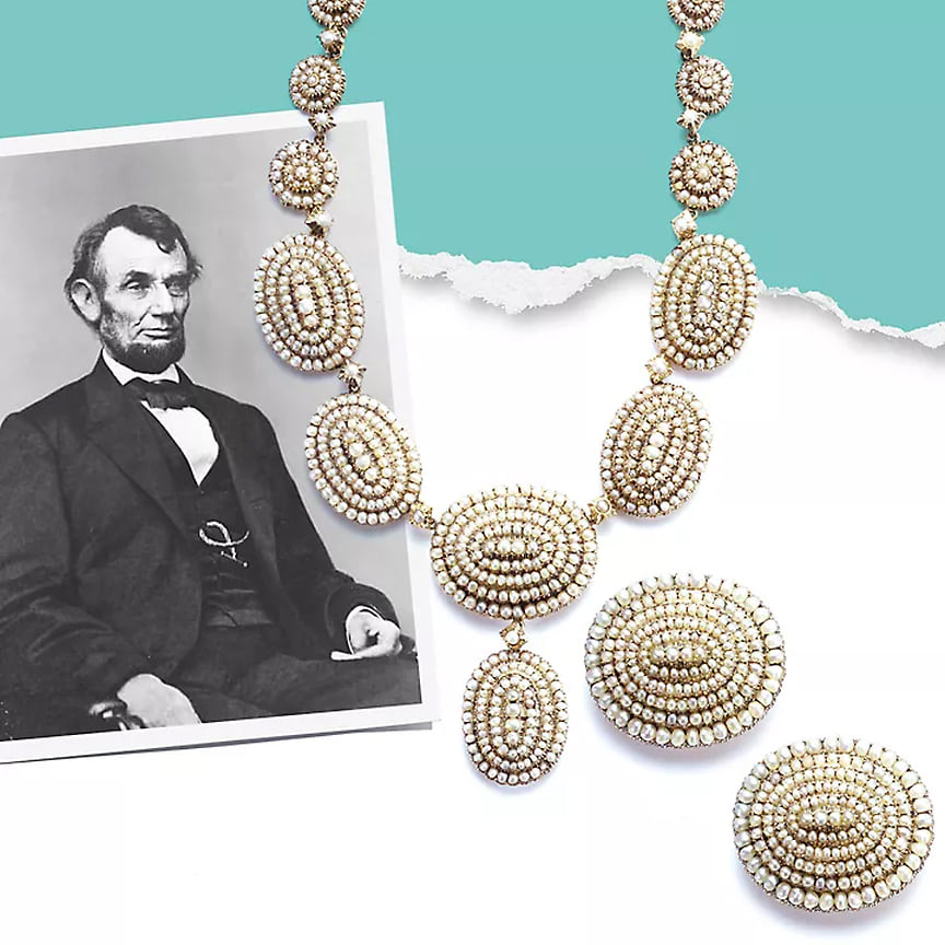 1862 год. Президент США Авраам Линкольн купил жемчужное ожерелье и серьги Tiffany для своей жены, которая надела их на инаугурационный бал