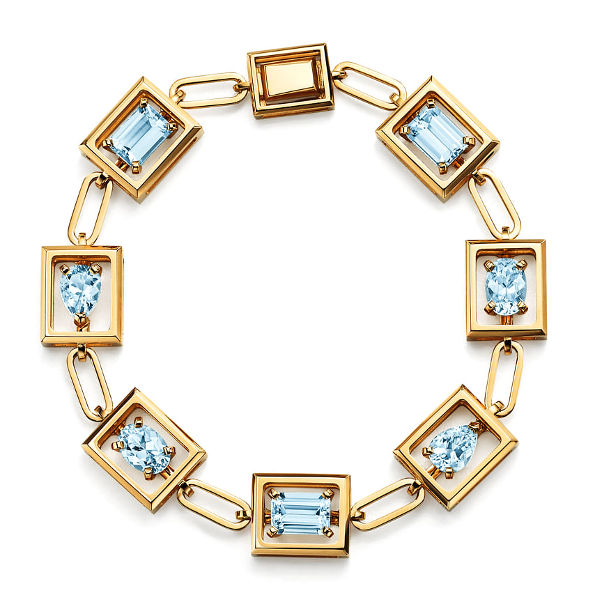 Tiffany &amp; Co., браслет Jewel Box, желтое золото, аквамарин