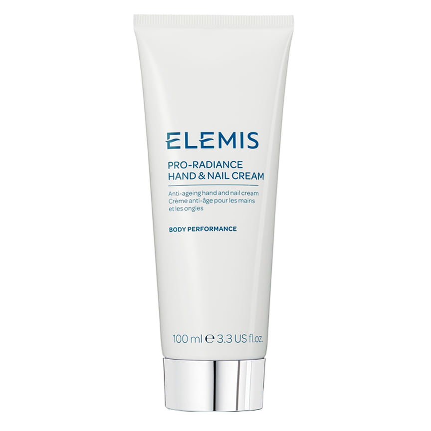 Elemis, антивозрастной питательный крем для рук и ногтей Pro Radiance. Состав: масла семян авеллана, макадамии, камелии и кислоты омега-7, без содержания силикона.