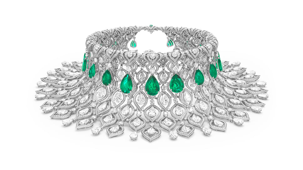 Bulgari, колье Emerald Glory, платина, изумруды, бриллианты