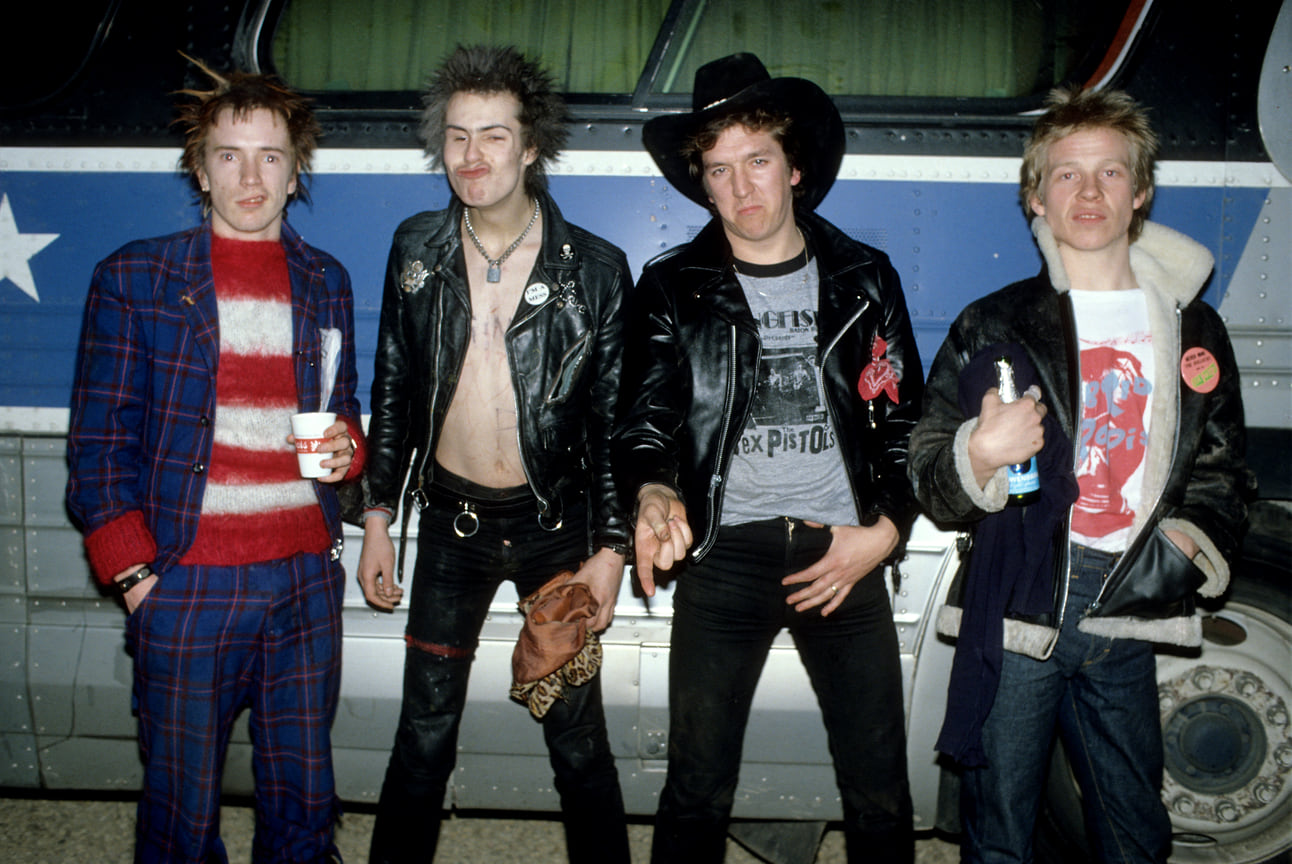 Sex Pistols: Джонни Роттен, Сид Вишес, Стив Джонс и Пол Кук, 1978 год