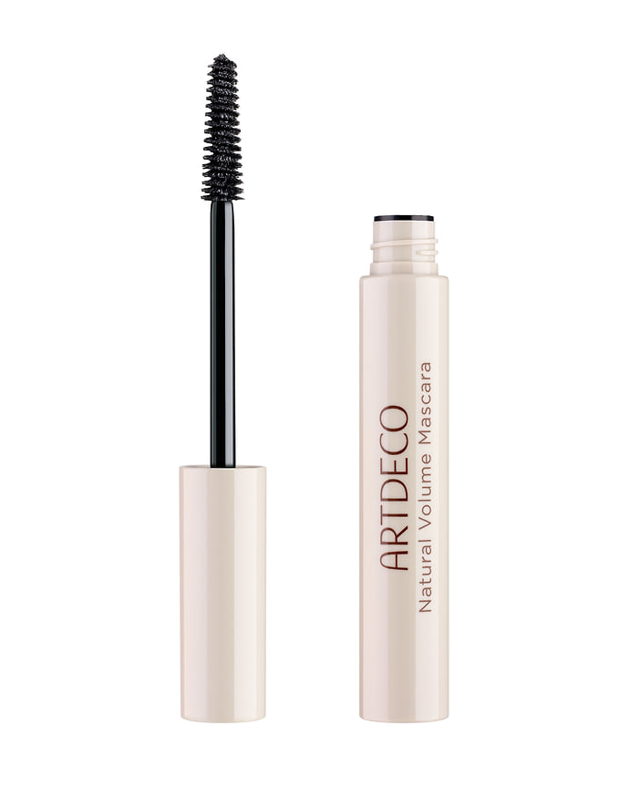 Atdeco, веганская черная тушь для ресниц Natural Volume Mascara с эффектом «распахнутого» взгляда. Состоит не менее чем из 90% ингредиентов природного происхождения: канделильский воск, а также воски, полученные из подсолнечника и рисовых отрубей, масло подсолнечника, вишни и авокадо