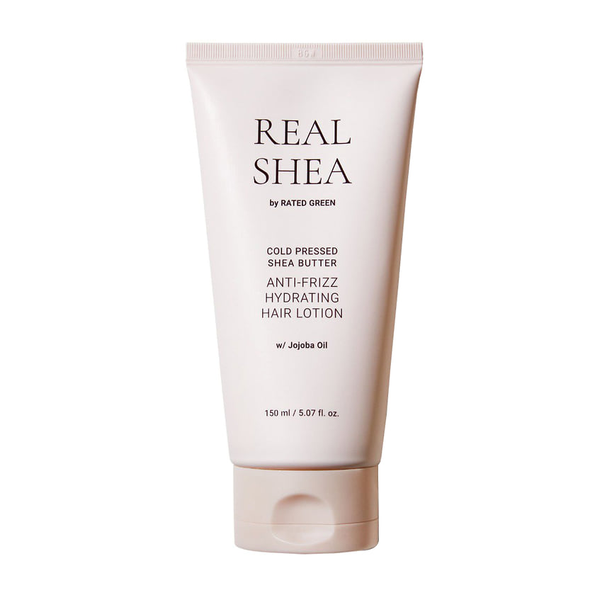 Rated Green, увлажняющий лосьон Real Shea для волос с маслом ши: увлажняет и смягчает волосы, не требует смывания. Не содержит силиконов и на 90% состоит из натуральных ингредиентов.