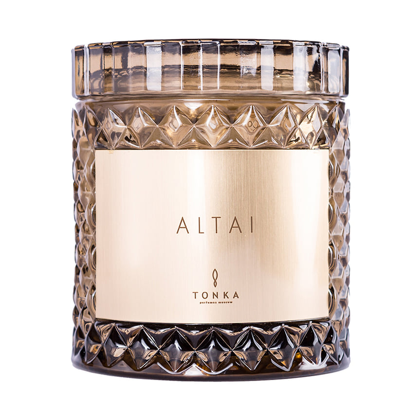 Tonka Perfumes, ароматическая свеча Altai. Ноты: тибетский кедр, пихта Дугласа, манильская смола элеми, гваяковое дерево, мох, мед.