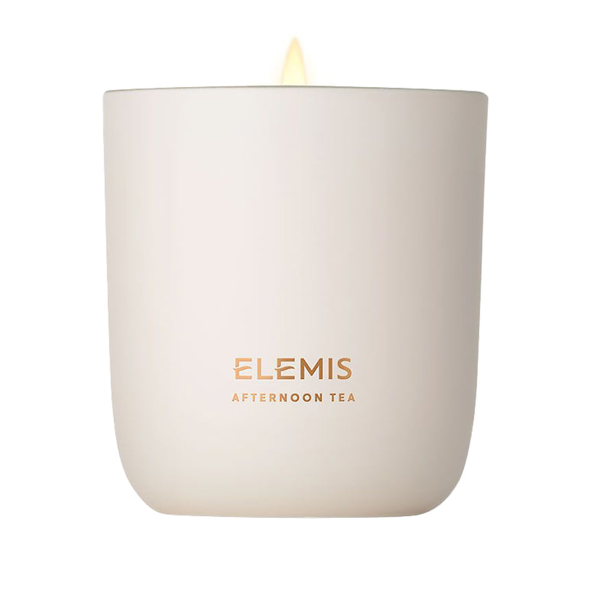 Elemis, ароматическая свеча «Чайная Церемония». Ноты: черный чай, зеленые листья малины, бергамот, взбитые сливки.