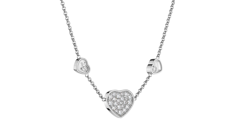 Chopard, подвеска Happy Hearts, белое золото, бриллианты