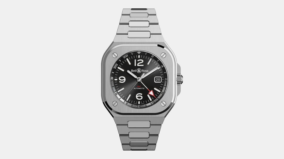 Мужские часы Bell &amp; Ross BR-05 GMT, корпус диаметр 41 мм из нержавеющей стали, автоматический механизм с указателем второго часового пояса, 675 000 руб.