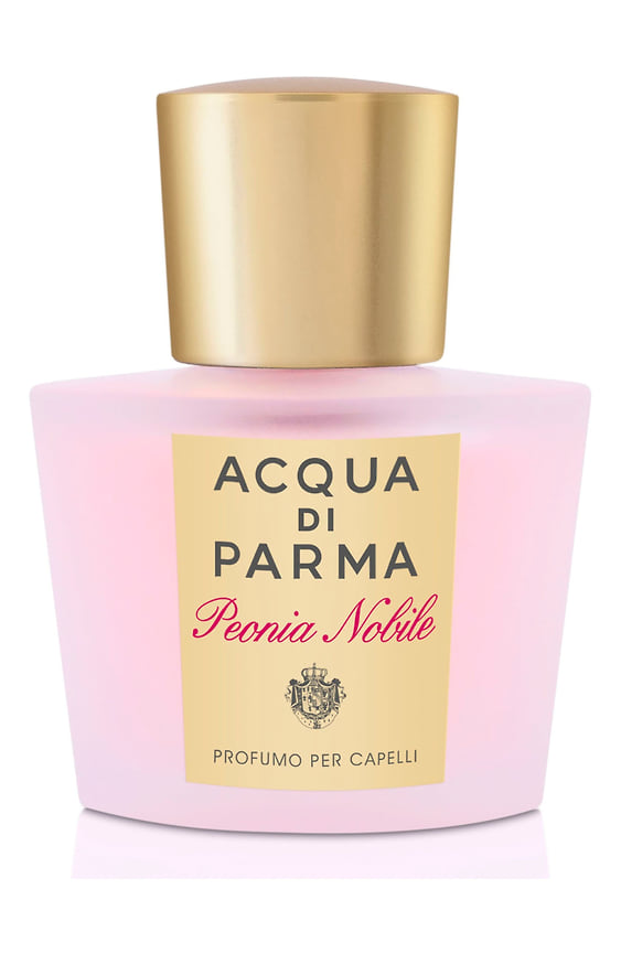 Acqua Di Parma, дымка для волос Peonia Noble. Ноты: пион, черный перец, малина, герань, фрезия, амбра, пачули, мускус.