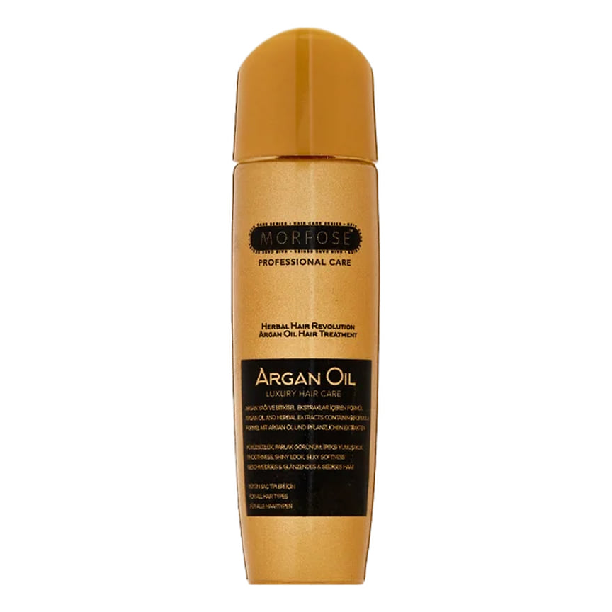 Morfose, несмываемый уход для всех типов волос с маслом арганы Argan Oil Hair Treatment: предотвращает ломкость и сечение кончиков, уменьшает пушистость