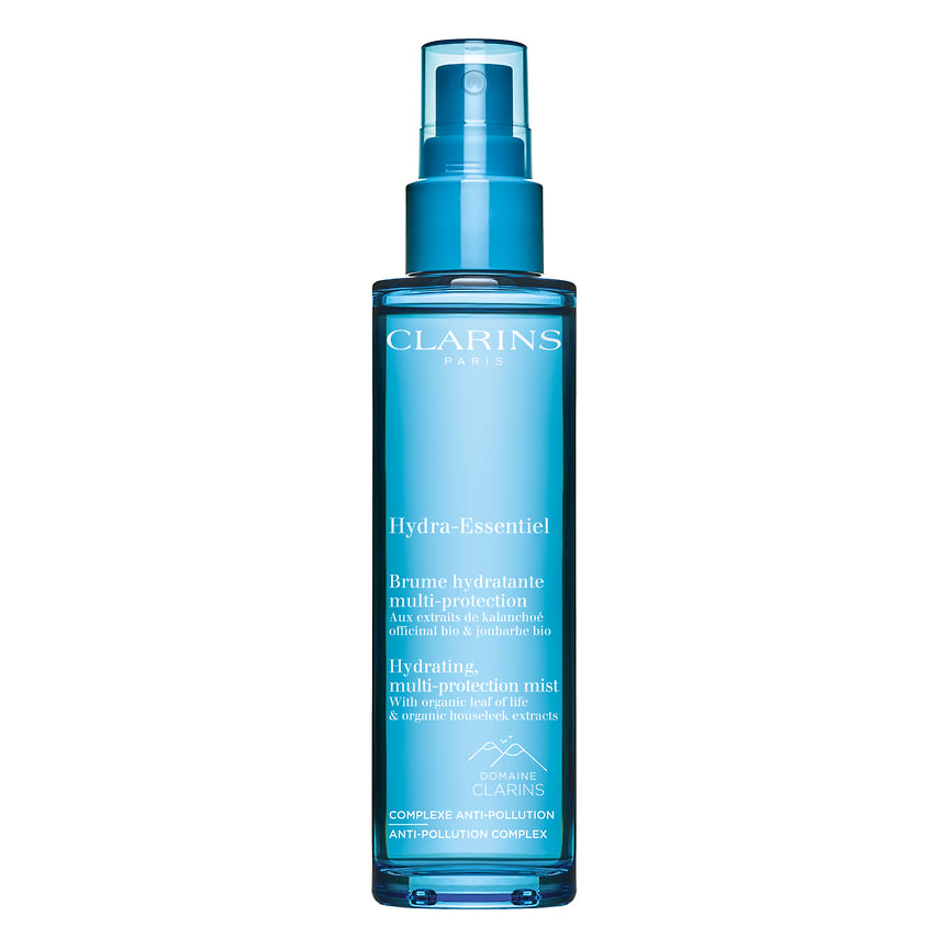 Clarins, интенсивно увлажняющий защитный спрей для лица Hydra Essentiel. В составе: экстракты каланхоэ, каменной розы и василька