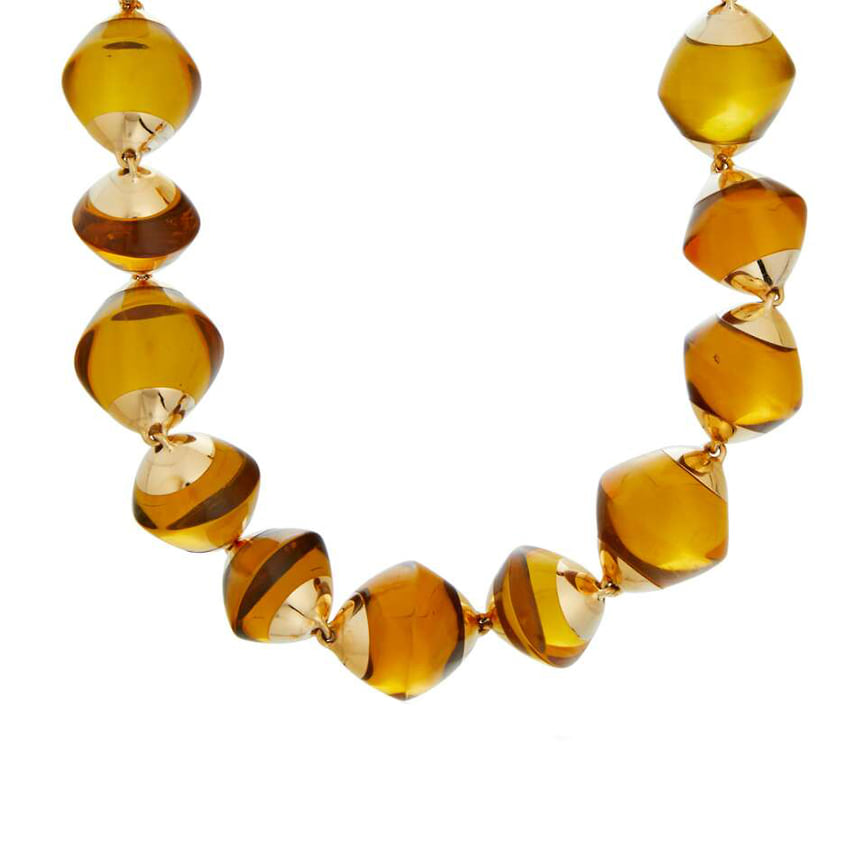 Колье, желтое золото, янтарь, Vhernier
