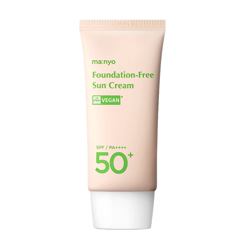 Ma:nyo, солнцезащитный крем Foundation-Free Sun Cream: защищает от ультрафиолетового излучения с SPF 50+ /PA++++, корректирует неровный тон кожи и скрывает ее недостатки, как при нанесении обычного тонального крема