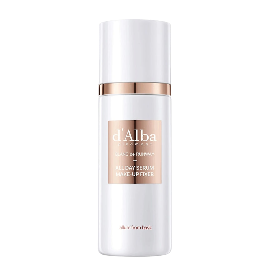 d&#39;Alba, спрей Blanc De Runway All Day Serum Makeup Fixer: освежает кожу и фиксирует макияж на длительное время. Формула средства содержит экстракт белого трюфеля и аминокислоты шелка