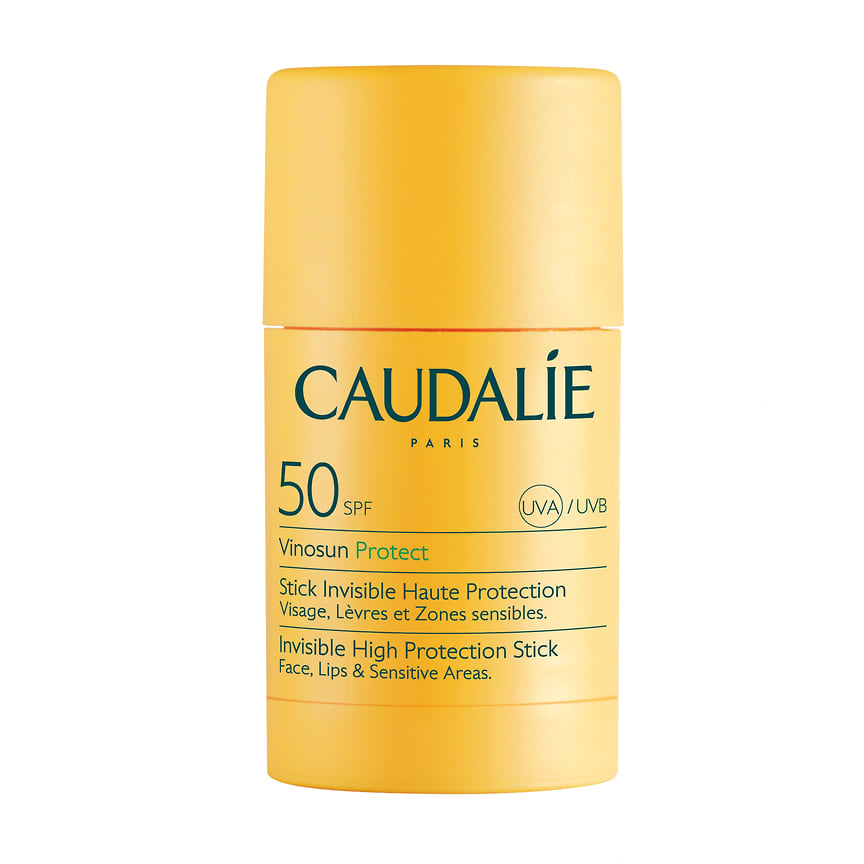 Caudalie, увлажняющий питательный стик Vinosun Protect со степенью защиты SPF50 от лучей UVA/UVB. В составе: масло виноградных косточек и органическое масло бурити