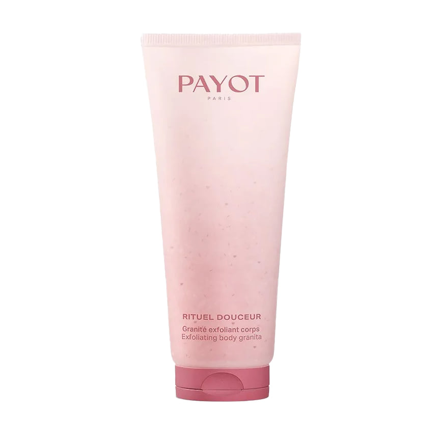 Payot, очищающий скраб Granitе Exfoliant Corps: отшелушивает кожу, удаляя омертвевшие клетки, и делает её более мягкой и сияющей. В составе: 85% ингредиентов натурального происхождения, в том числе измельчённые частички розового кварца