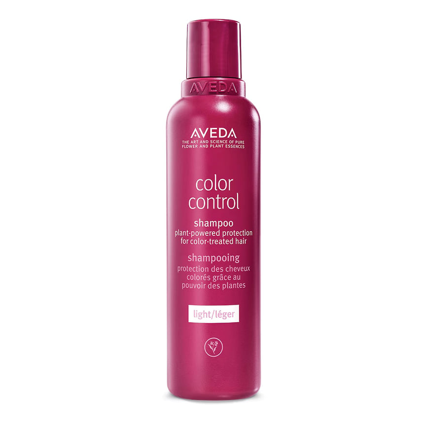 Aveda, легкий шампунь для окрашенных волос Color Control Shampoo Light. В составе: 98% натуральных ингредиентов, не содержит силиконов; очищающие растительные ПАВ на основе пальмового и кокосового масел, органическое масло косточек абрикоса и биоферменты