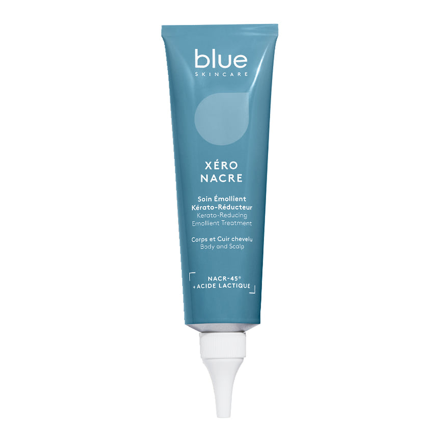Blue Skincare, керато-регулирующий смягчающий уход-пилинг для тела и кожи головы Xero Nacre. В составе: отшелушивающие кислоты, пребиотики, коллоидная овсянка