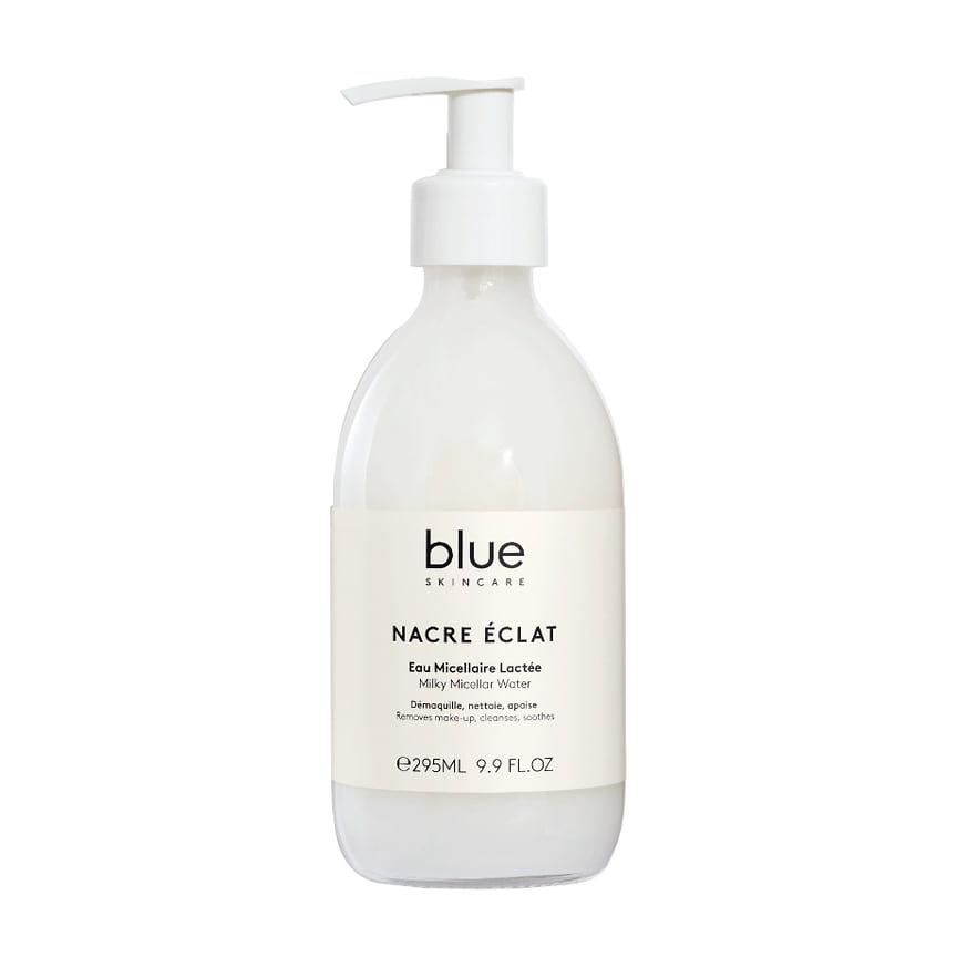 Blue Skincare, мицелярное молочко для снятия макияжа Nacre Eclat. В составе: микрочастицы перламутра, пребиотики, морская соль