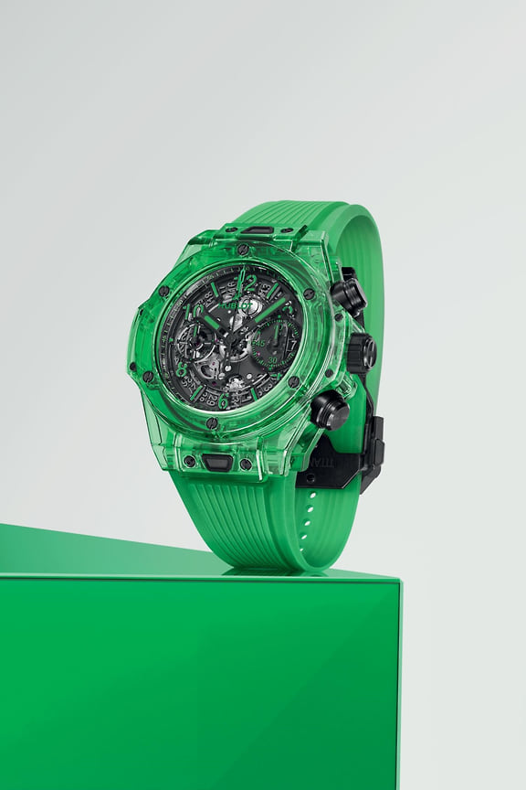 Часы Big Bang Unico Green Saxem, керамика, 42 мм, Hublot