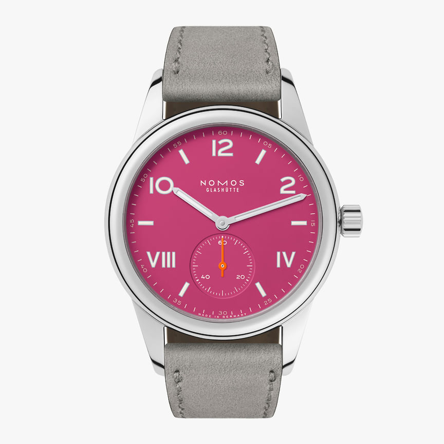 Nomos Club Campus Deep Pink: немецкие часы диаметром 36 мм с интенсивно розовым циферблатом
