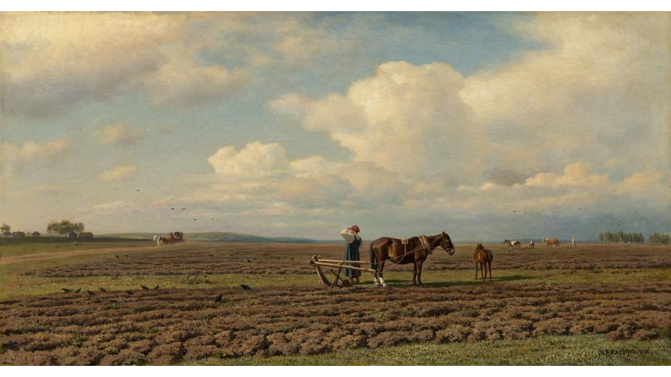 Михаил Клодт фон Юргенсбург «На пашне», 1872 год