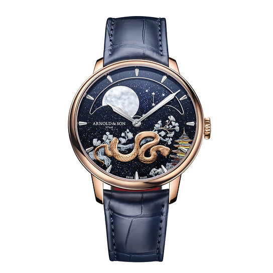 Часы Perpetual Moon «Year of the Snake» Arnold &amp; Son, золото, авантюриновое стекло, гравировка