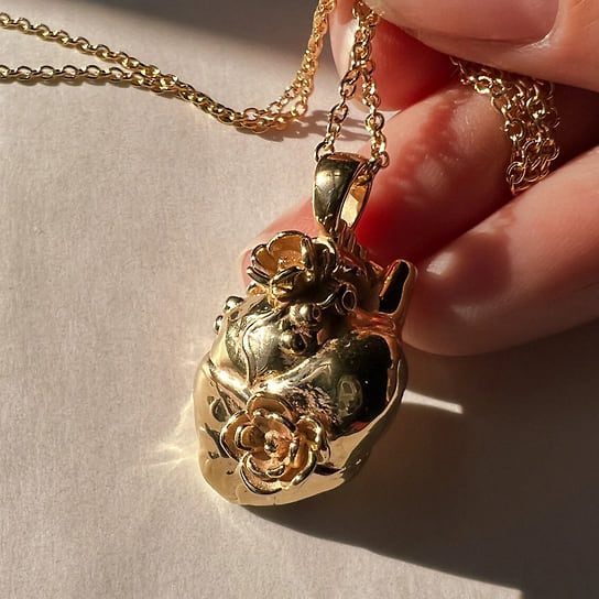 Кулон Anatomical Heart and Flower, серебро, позолота, Amelia Ray Jewelry