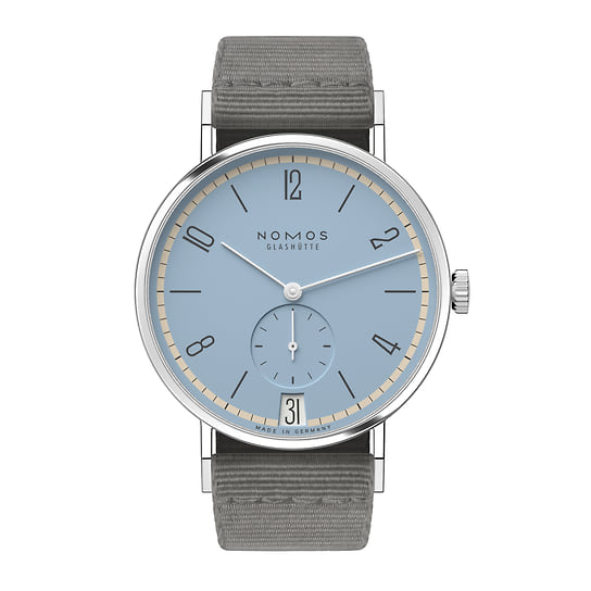 Часы Tangente 38 datum frostblau, сталь, Nomos