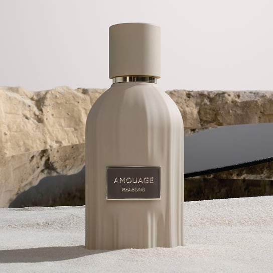 Amouage, духи Reasons. Ноты: орех, пало санто, кашмеран, белая амбра и пачули, сандал, кедр, мирра, мускус, дубовый мох, лабданум, бензоин, ветивер