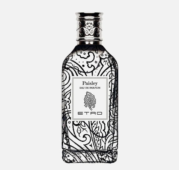 Etro, парфюмерная вода Paisley. Ноты: кардамон, лист черной смородины, бергамот, иланг-иланг, розовый перец, жасмин самбак, пачули, ваниль, серая амбра.