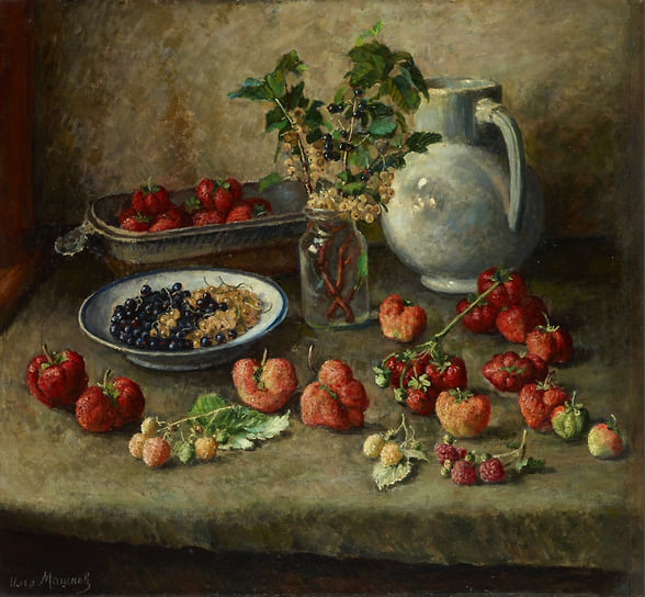 Илья Машков «Клубника и белый кувшин». 1943 год